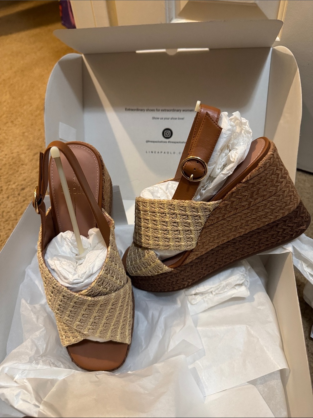 Paolo Tan Woven Platform Wedge Sandals